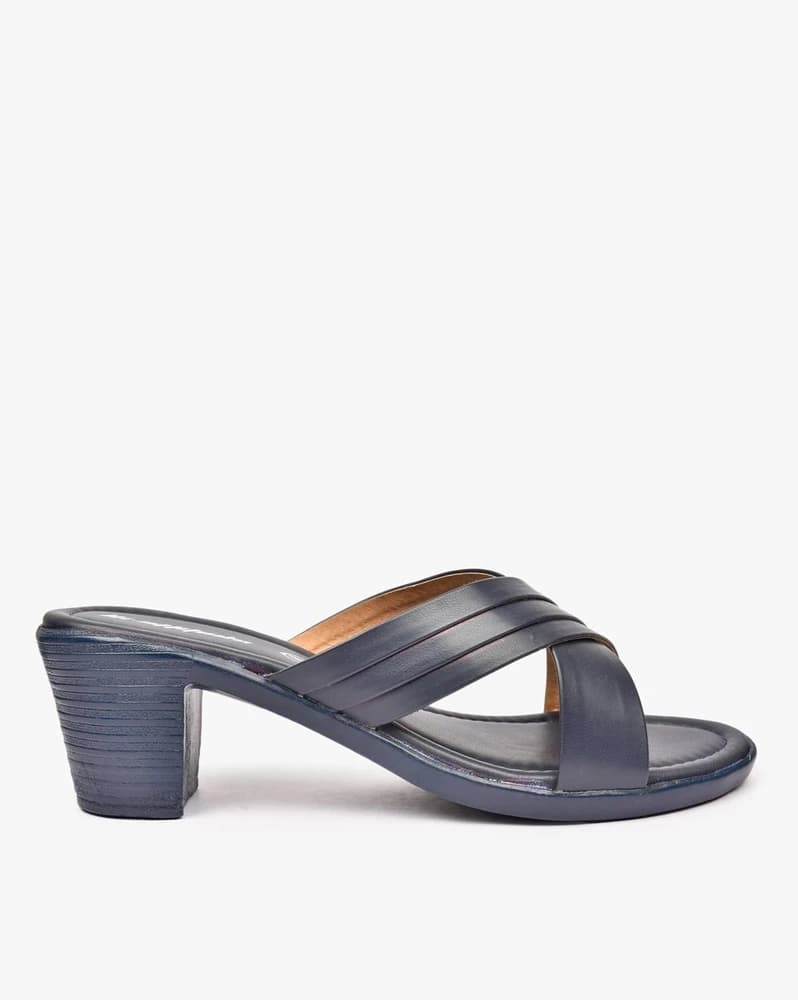 Criss-Cross Strap Chunky-Heeled Sandals