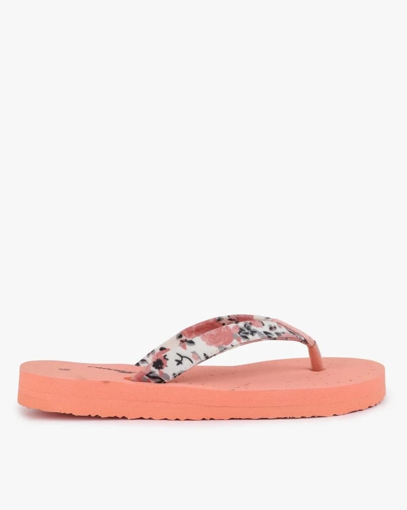 Floral Print Thong-Strap Flip-Flops