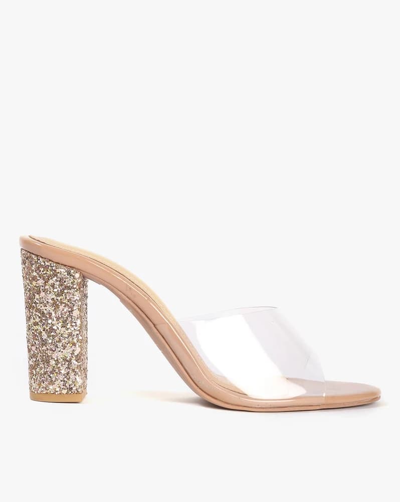 Chunky Heeled Slip-On Sandals
