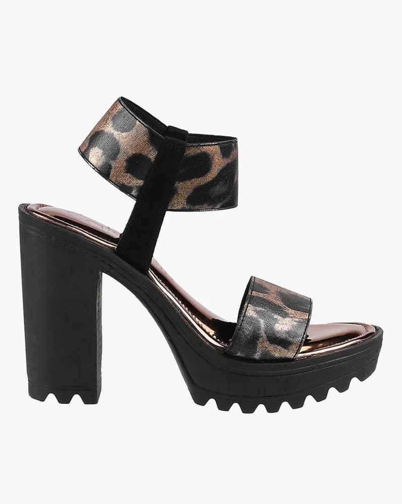 Women Animal Print Block Heeled Sandals