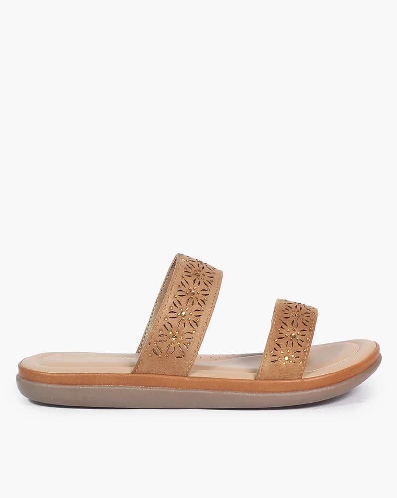 Women Slip-On Flat Sandals with Lasercut
