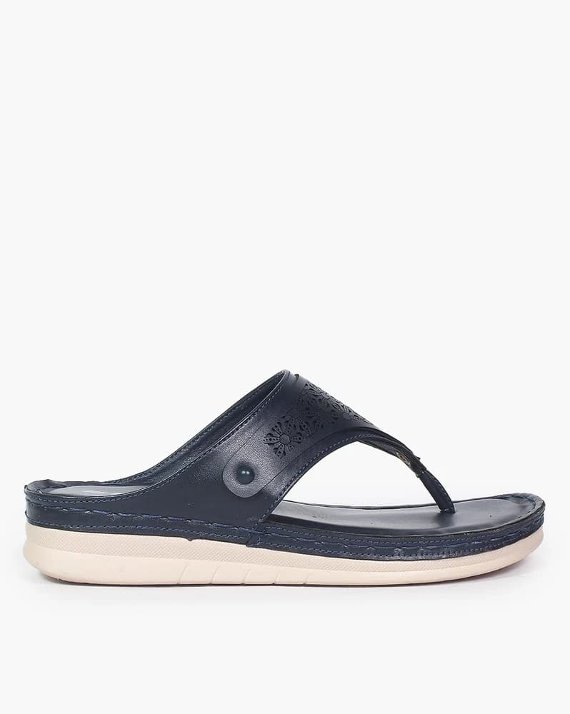 Women Flower Pattern Thong-Strap Wedges