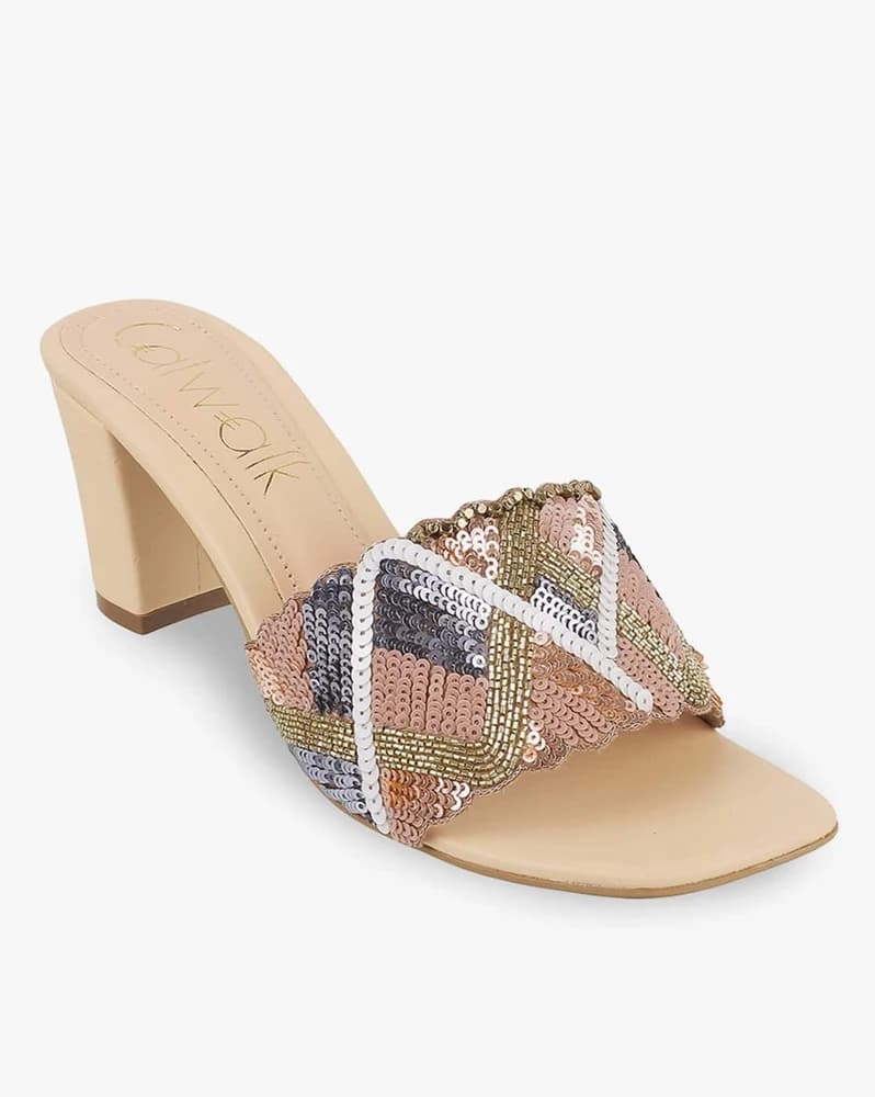 Women Embellished Strap Block-Heeled Sandals