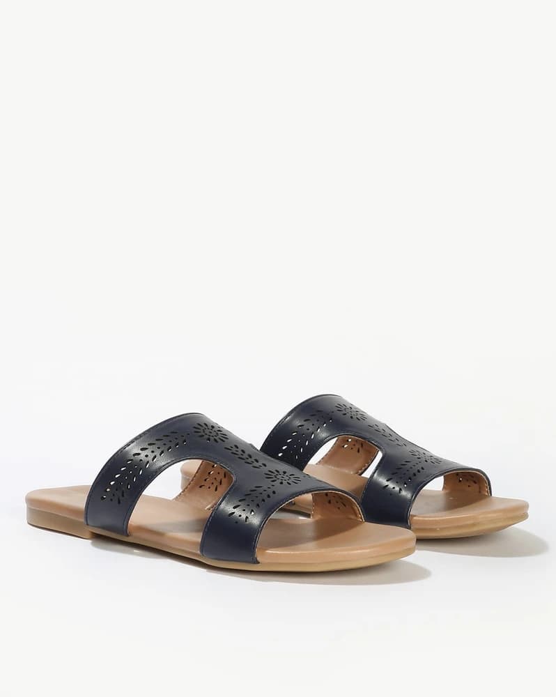 Women Slip-On Flat Sandals with Laser Cut