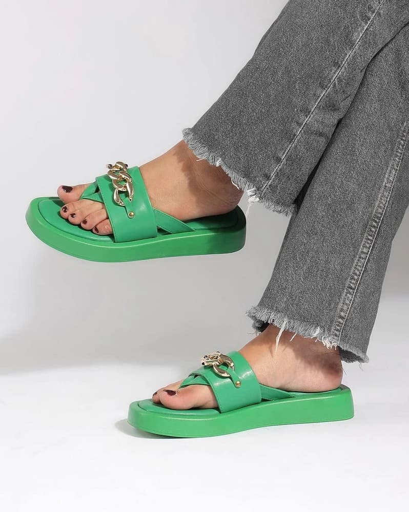 Women Thong-Strap Slip-On Sandals with Metal Accent