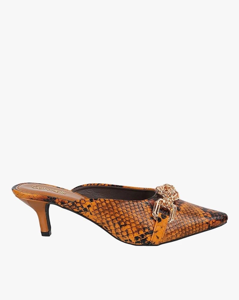 Women Reptilian Patterned Kitten Heels