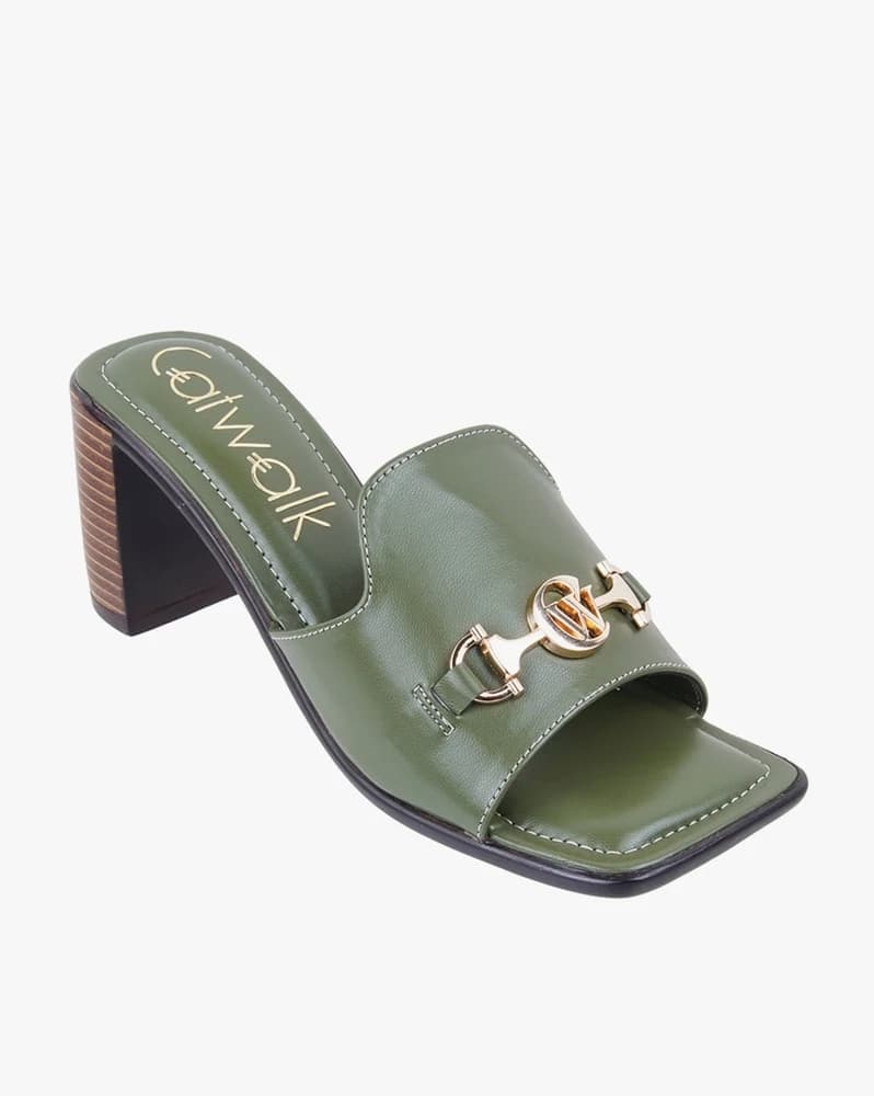 Women Blocked Heels with Metal Accent
