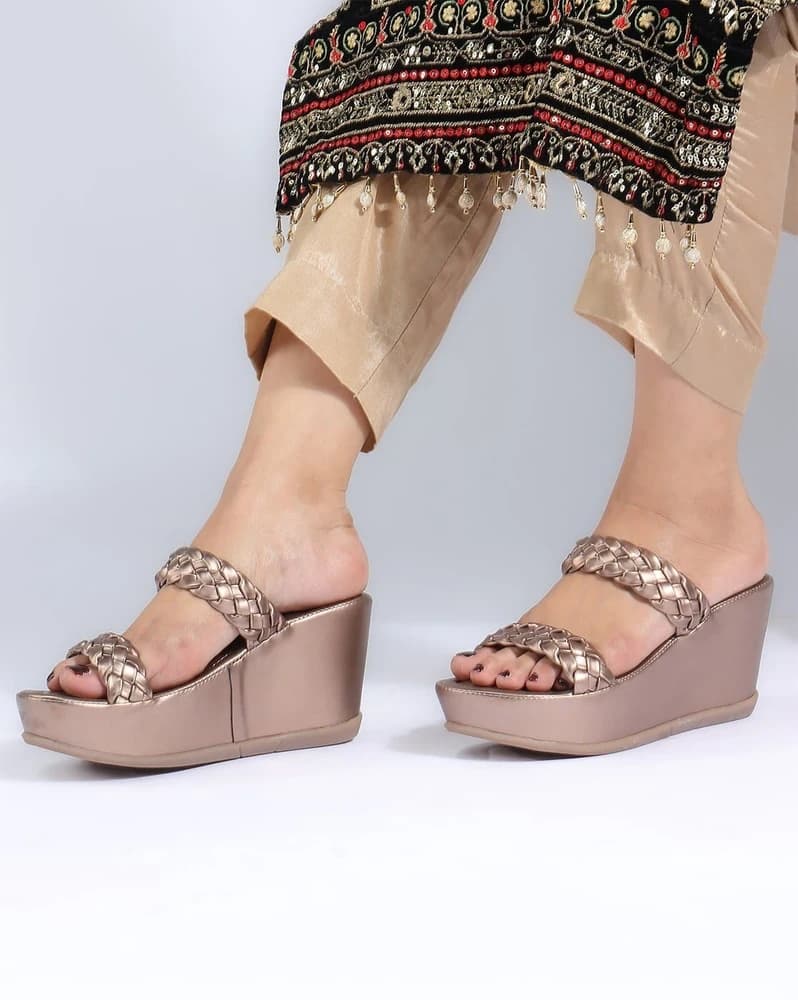 Women Braided Double-Strap Wedges