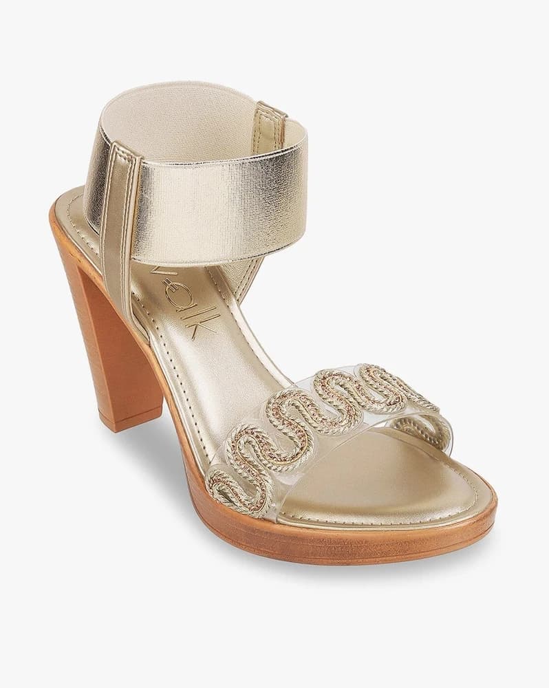 Women Round-Toe Cone-Heeled Sandals