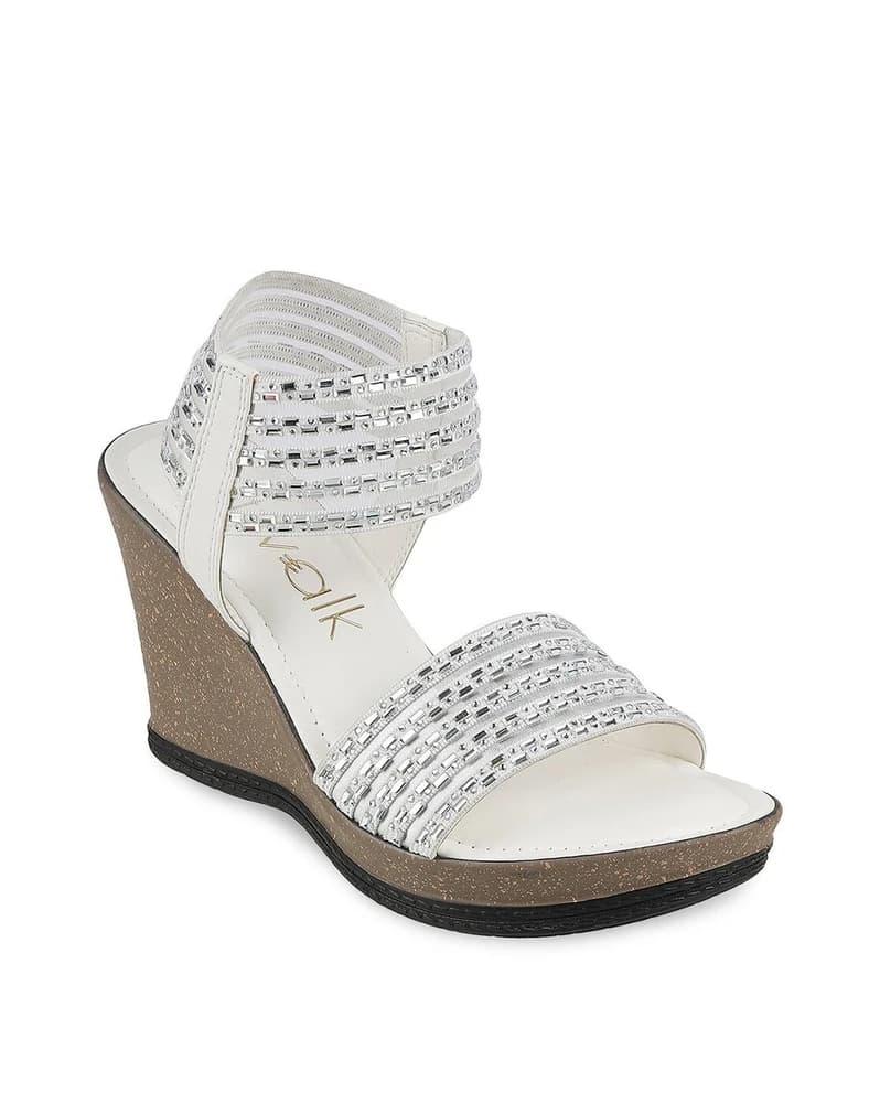 Women Embellished Ankle-Strap Wedges