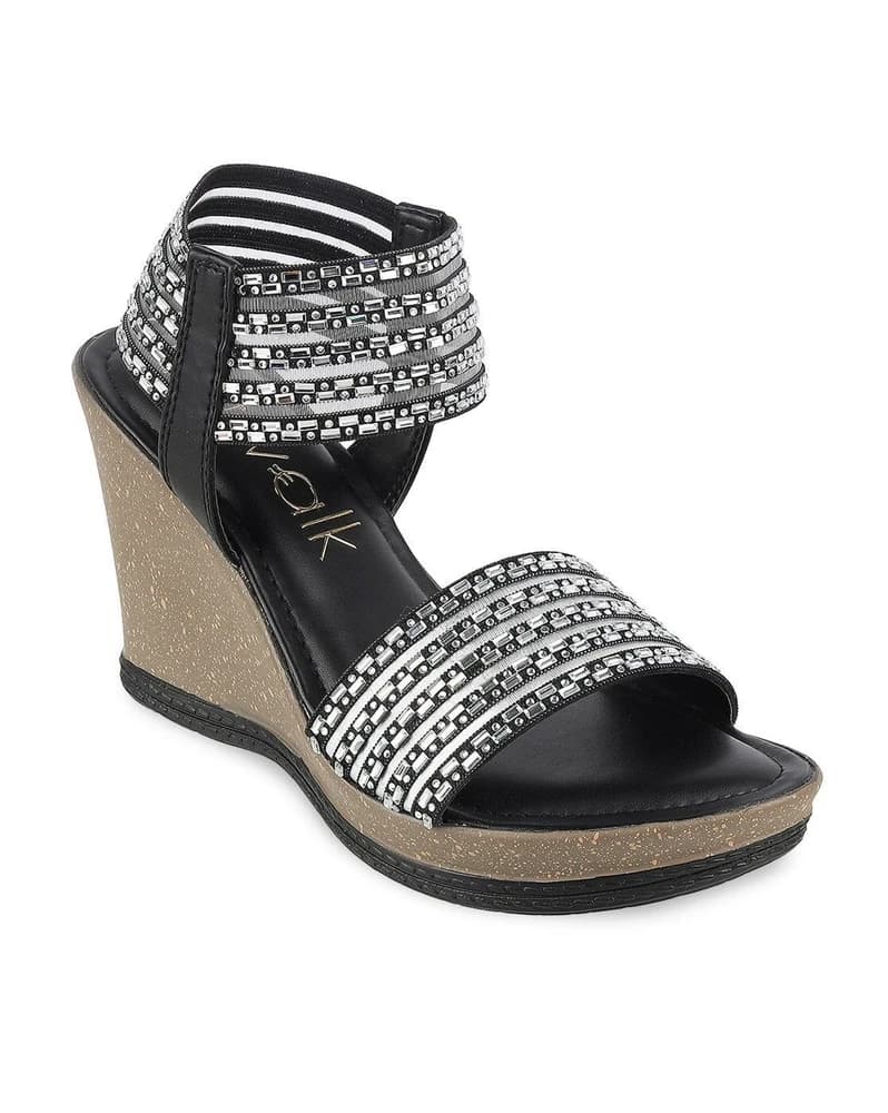 Women Embellished Ankle-Strap Wedges