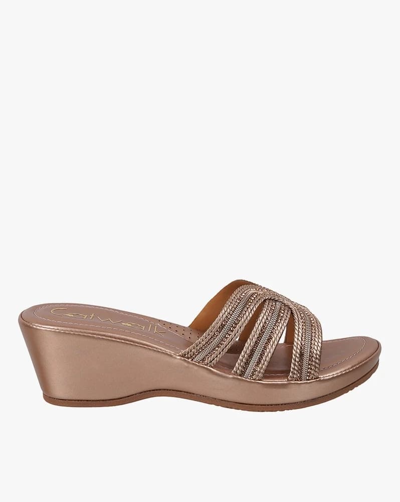 Women Strappy Round-Toe Wedges