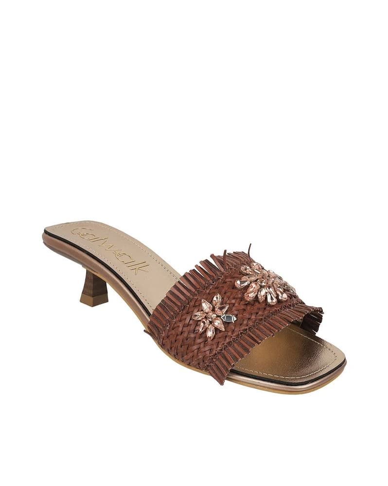 Women Embellished Kitten-Heeled Sandals