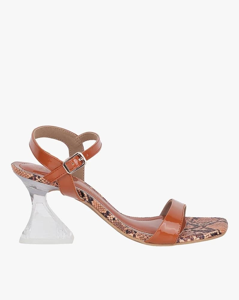 Women Reptilian Pattern Chunky-Heeled Sandals
