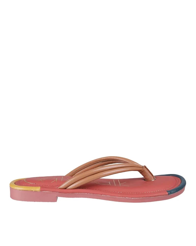 Women Brand Print Thong-Strap Flat Sandals