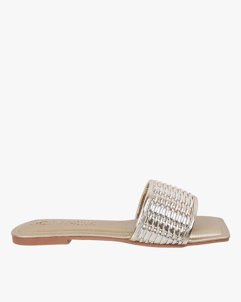 Women Basket-Weave Slip-On Sandals