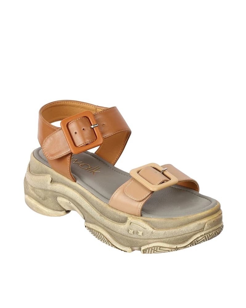 Women Double-Strap Platforms with Buckle Closure