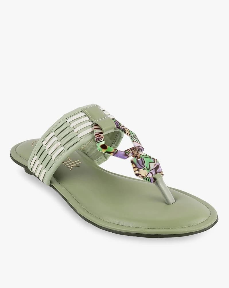 Women Printed Thong-Strap Sandals