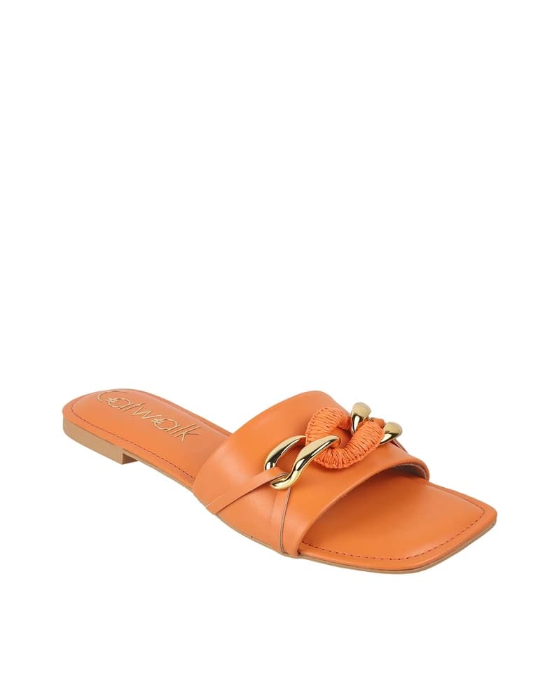 Women Square-Toe Sandals with Metal Accent