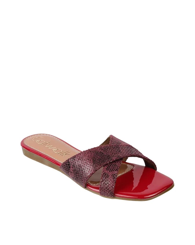 Women Reptilian Pattern Criss-Cross Strappy Sandals
