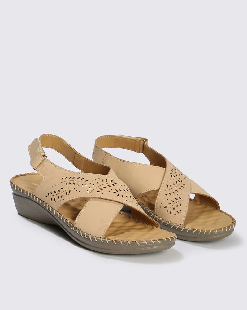 Women Laser-Cut Strap Sling-Back Wedges