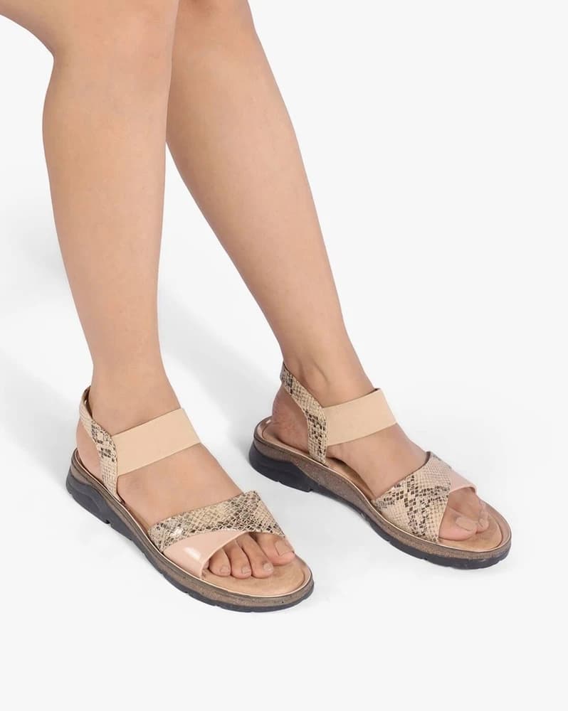 Women Reptilian Pattern Slingback Platforms