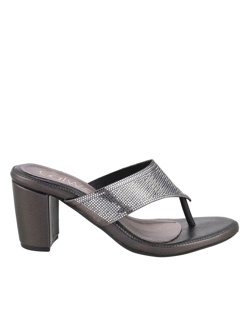 Women Embellished Thong-Strap Chunky-Heeled Sandals
