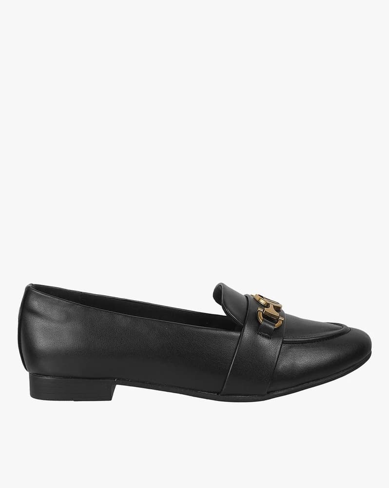 Women Slip-On Shoes with Metal Accent