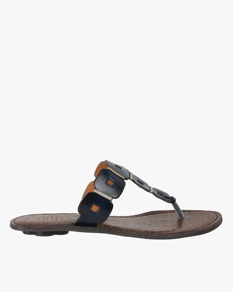 Women Croc-Embossed T-Strap Flat Sandals
