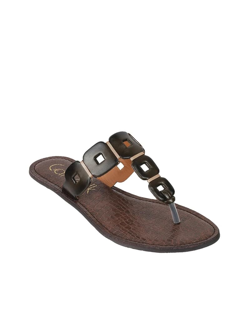 Women Genuine Leather T-Strap Sandals