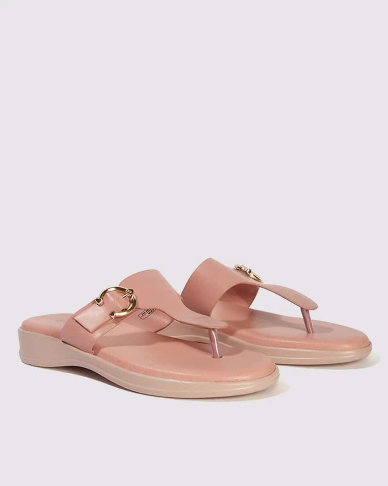 Women Thong-Strap Slippers with Metal Accent