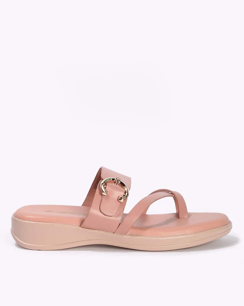 Women Toe-Ring Slippers with Metal Accent