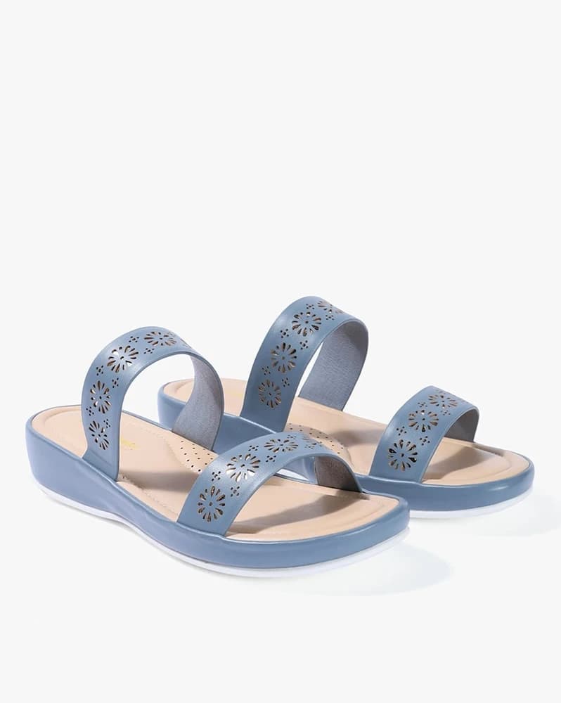 Women Cut-Work Detail Slip-On Sandals