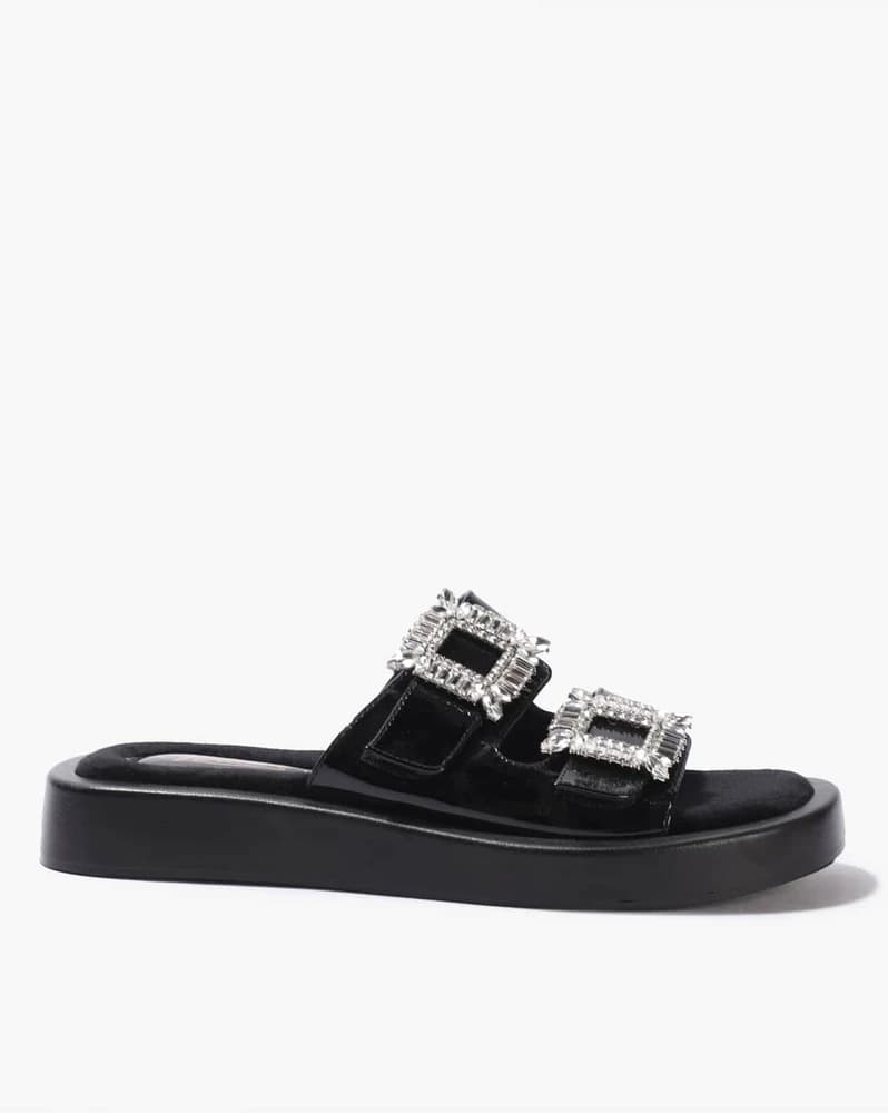 Women Embellished Strappy Slip-On Slides