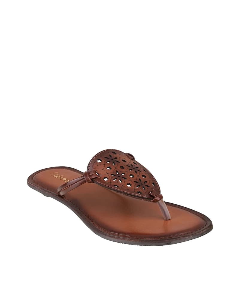 Women Perforated T-Strap Sandals