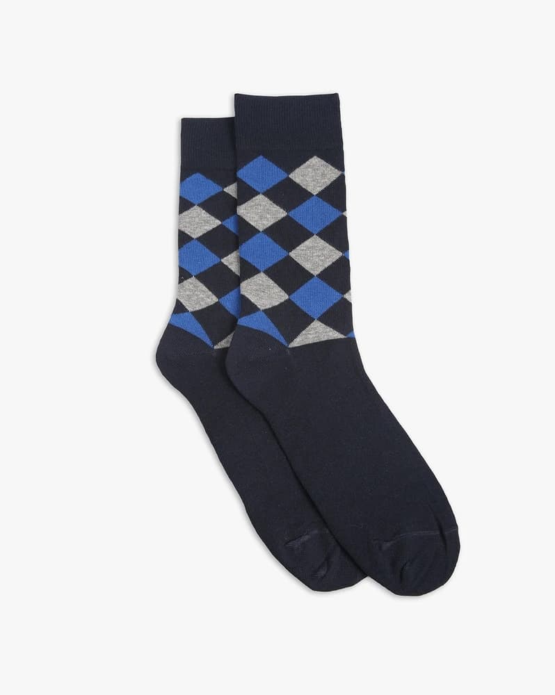 Men Pack of 3 Checked Mid-Calf Length Socks
