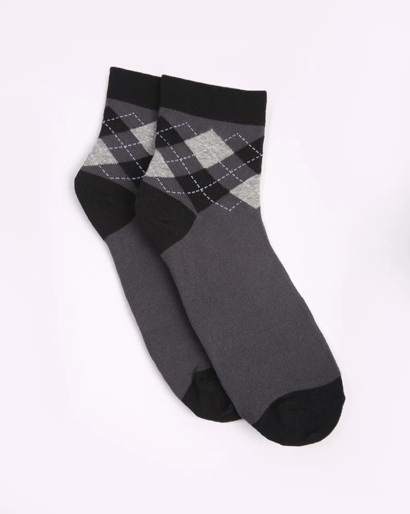 Men Pack of 3 Checked Ankle-Length Everyday Socks