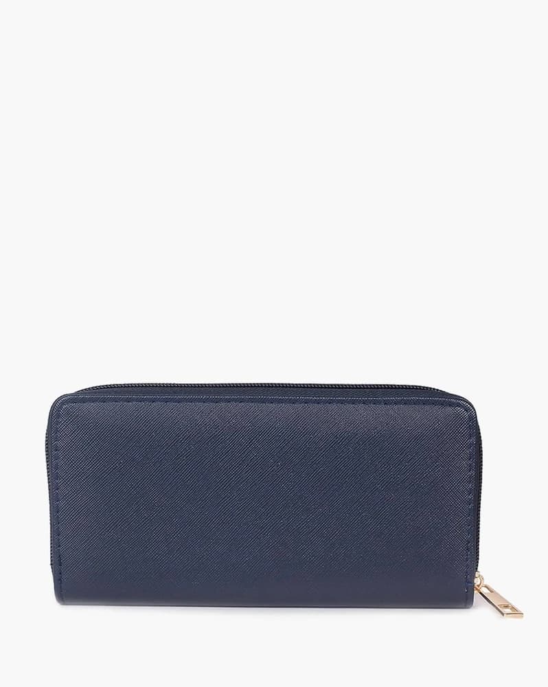 Women Zip-Around Wallet with Metal Logo