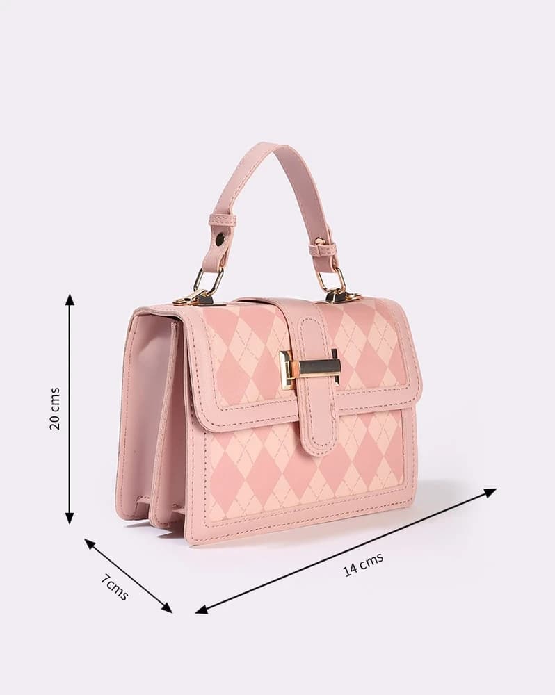 Women Diamond Check Sling Bag with Detachable Strap
