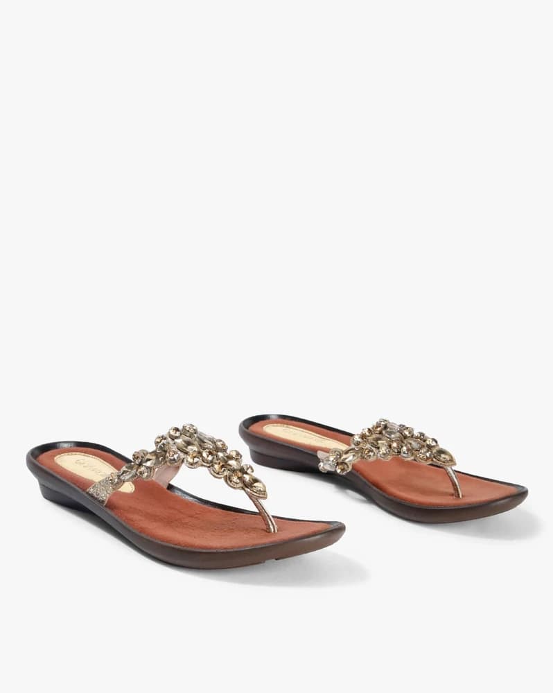 Embellished Thong-Style Flat Sandals