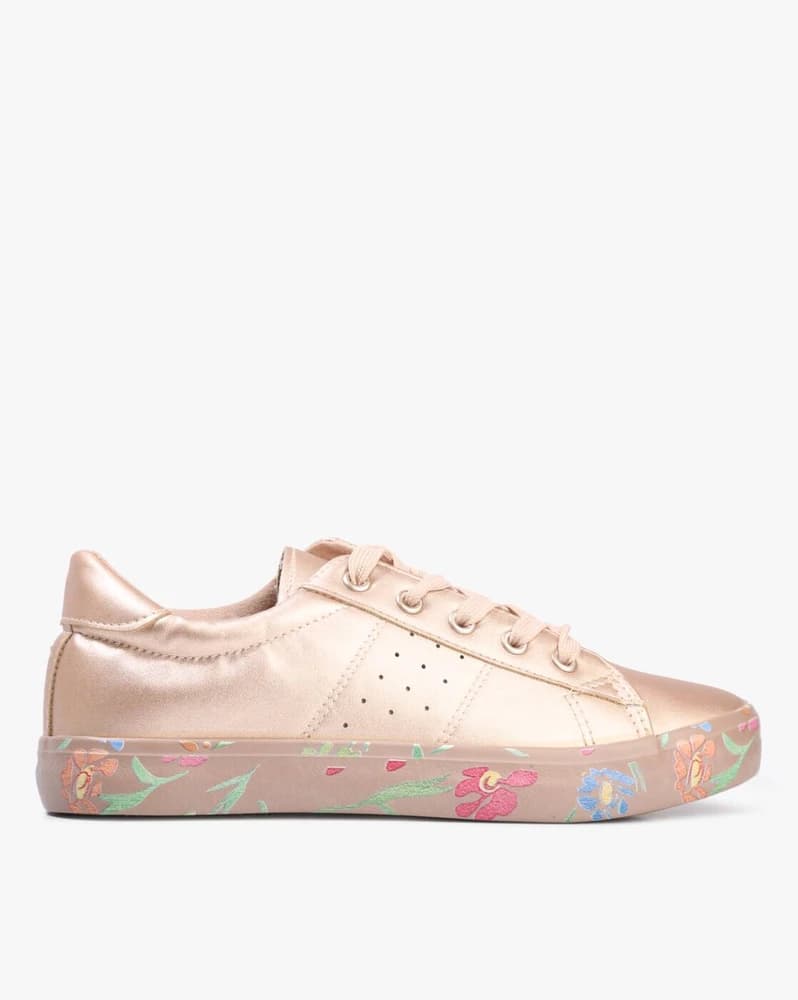 Metallic Casual Shoes with Floral Print Outsole