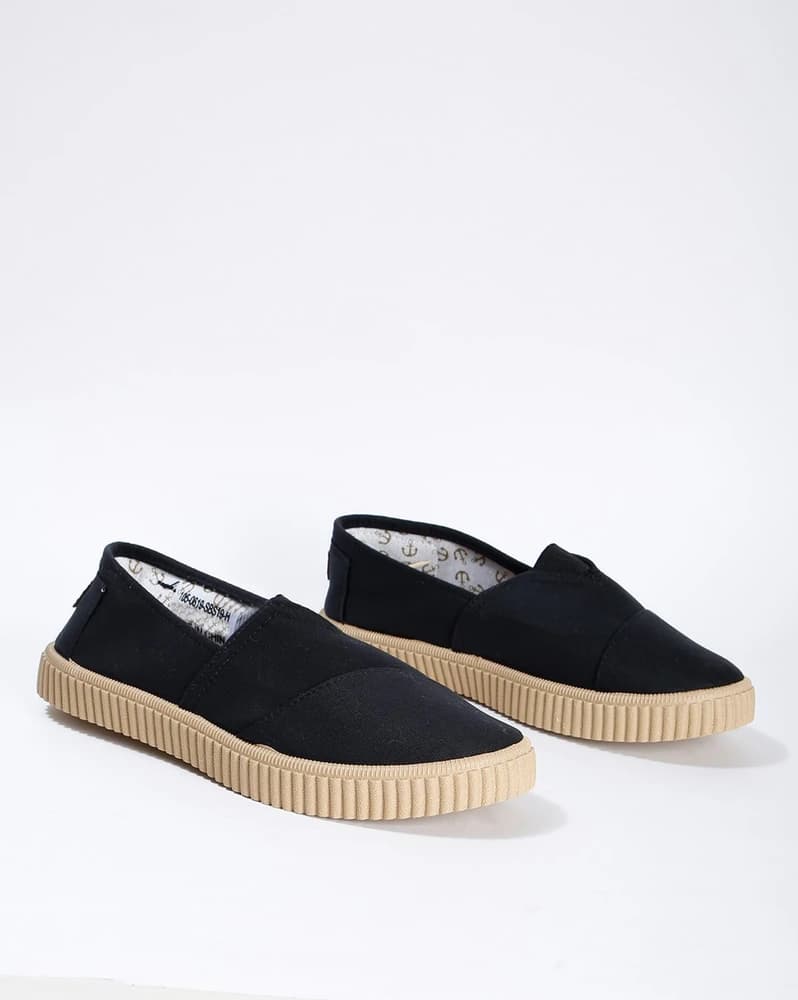 Textured Slip-Ons with Contrast Soles