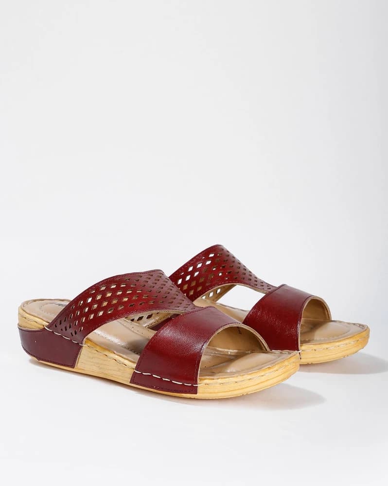 Dual Strap Laser-Cut Slip-On Sandals
