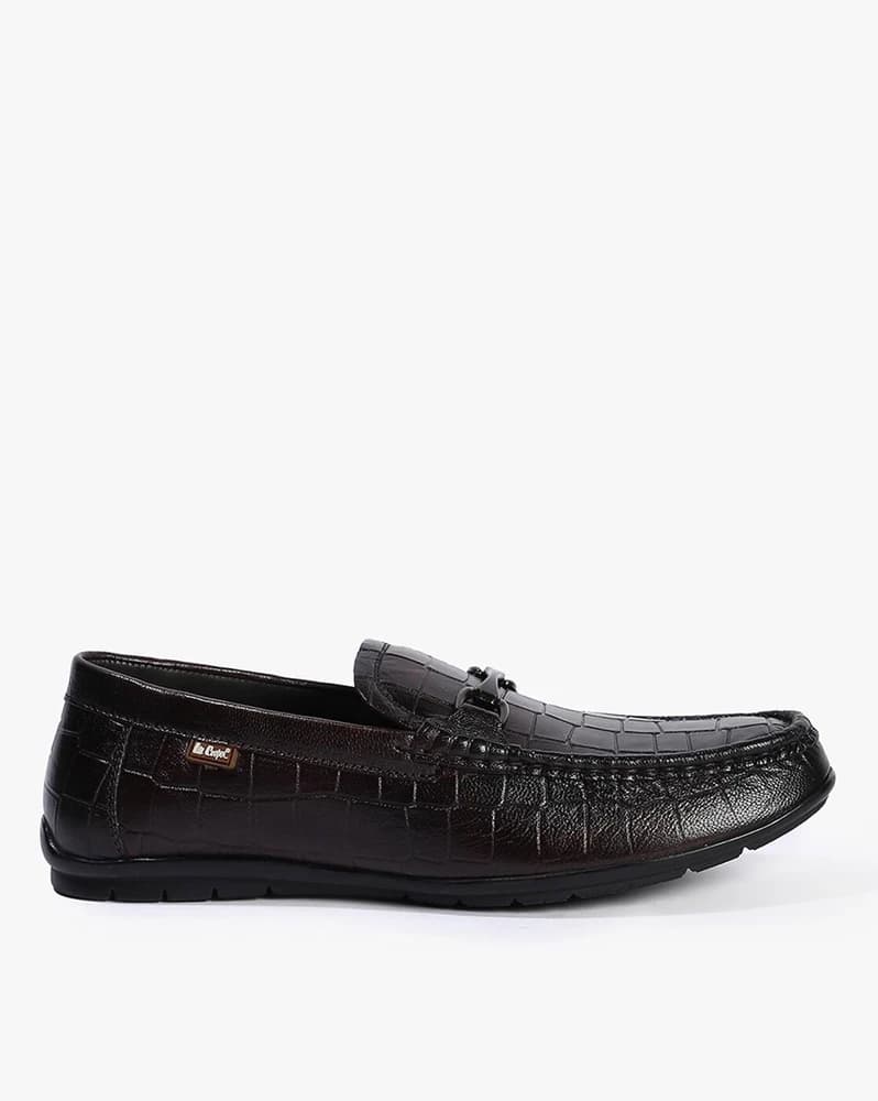 Men Croc-Embossed Shoes with Metal Accent