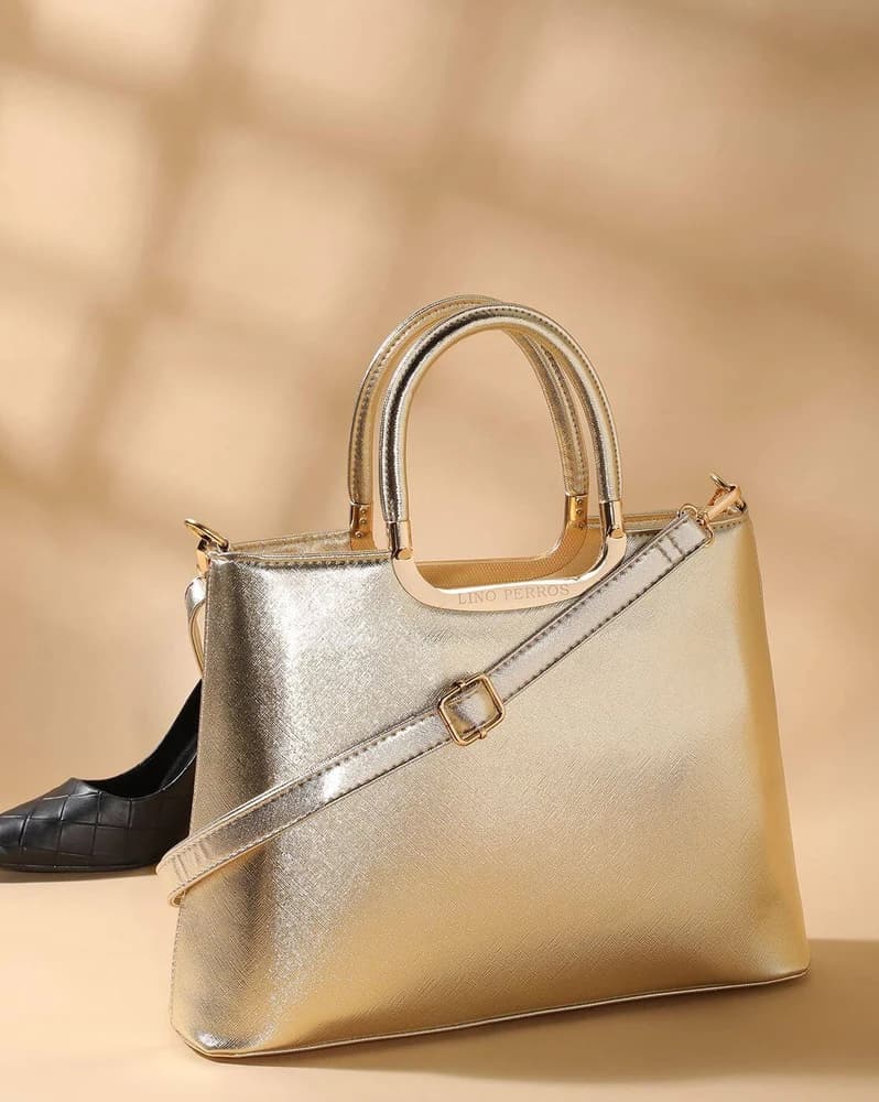 Textured Handbag with Detachable Strap