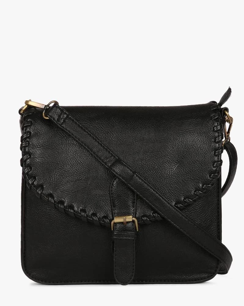 Textured Sling Bag with Buckle Closure
