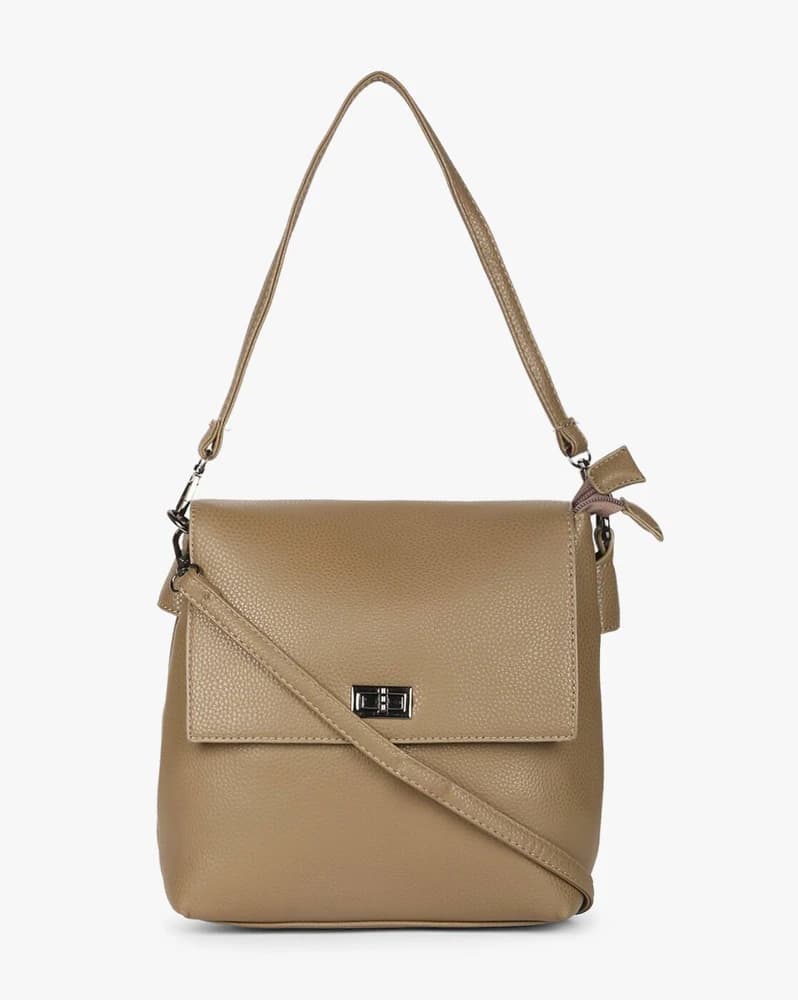 Textured Sling Bag with Flat Closure