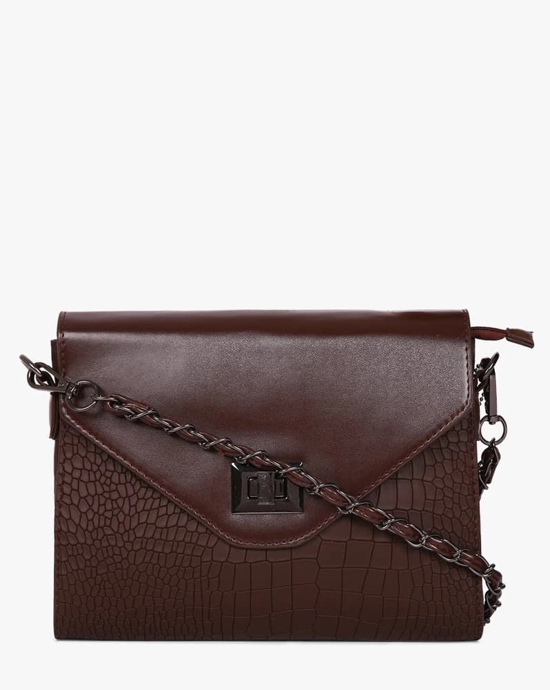 Textured Sling Bag with Braided Strap