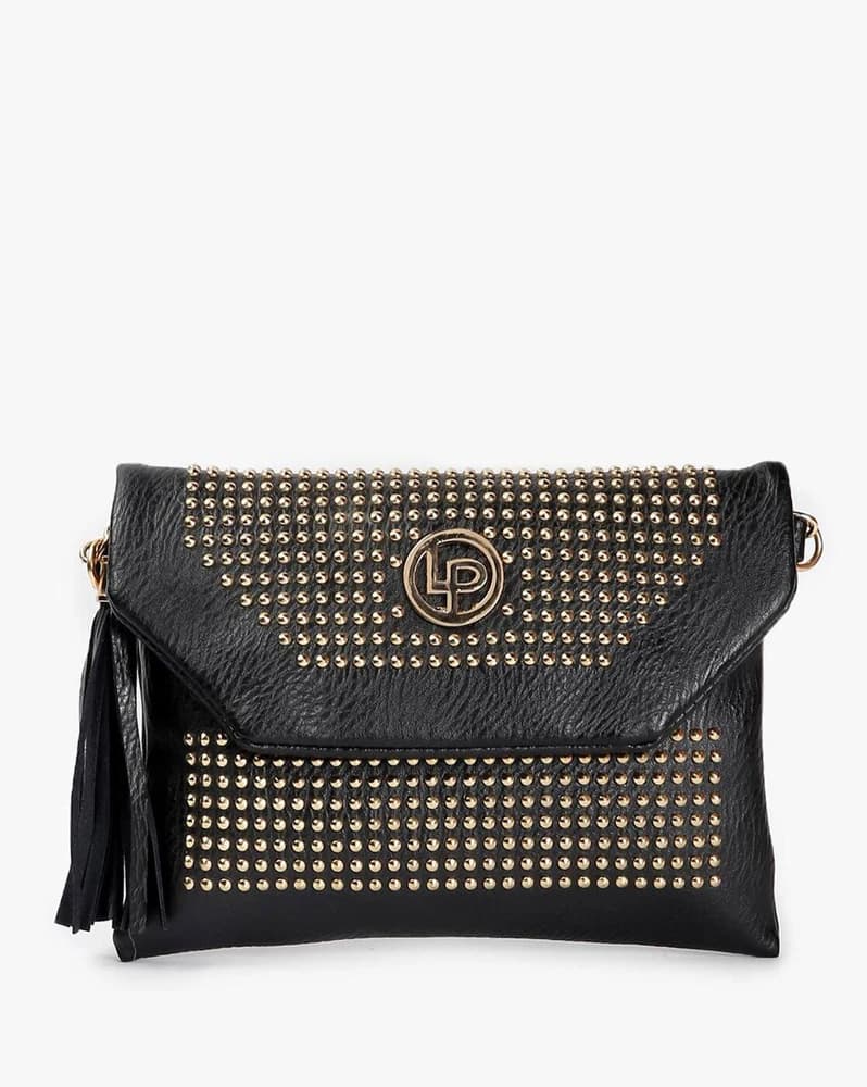 Studded Fold-Over Sling Bag