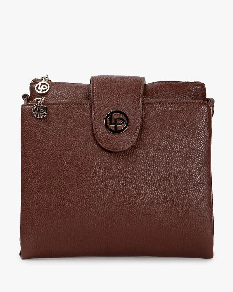 Textured Sling Bag with Detachable Strap